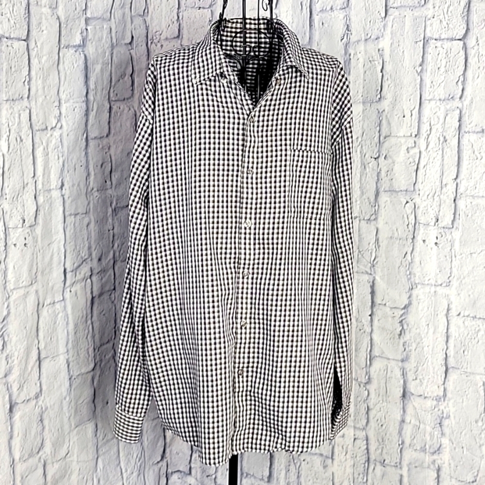 VAN HEUSEN Purple, Black, and White Striped Casual Shirt XL‎